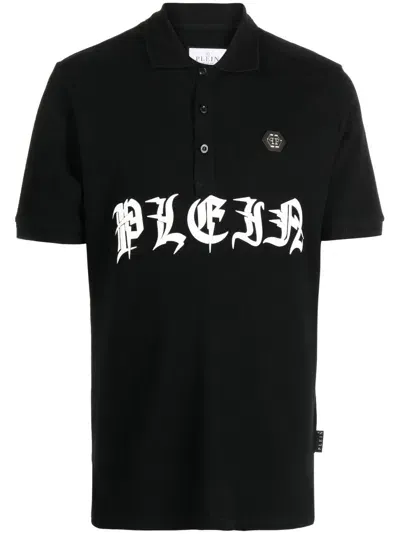 Philipp Plein Logo-print Short-sleeved Polo Shirt In Black