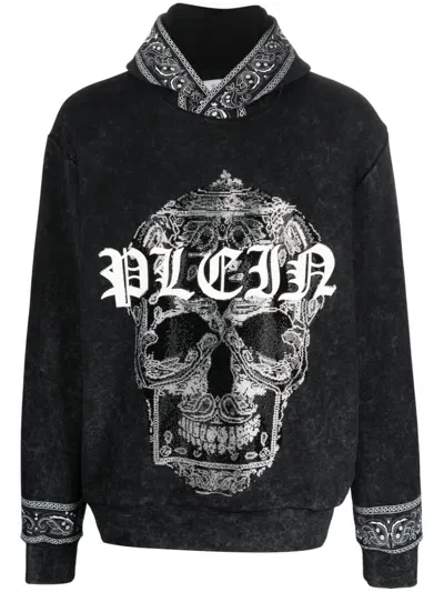 Philipp Plein Logo-print Skull Hoodie In Schwarz