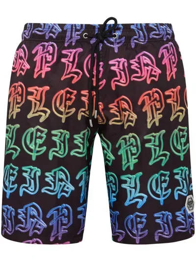 Philipp Plein Logo-printed Swim Shorts In Black