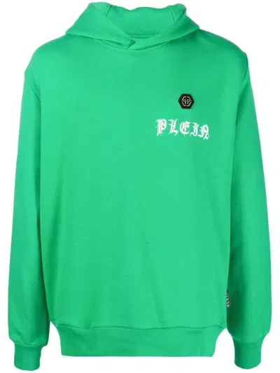 Philipp Plein Logo.print Cotton Hoodie In Green