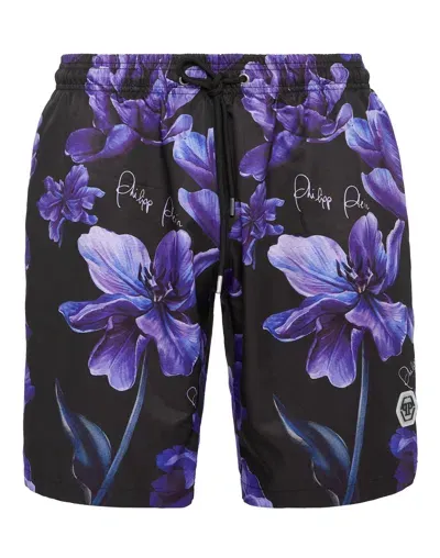 Philipp Plein Floral-print Swim Shorts In Multi