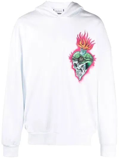 Philipp Plein Hoodie Mit Love Tattoo-print In White