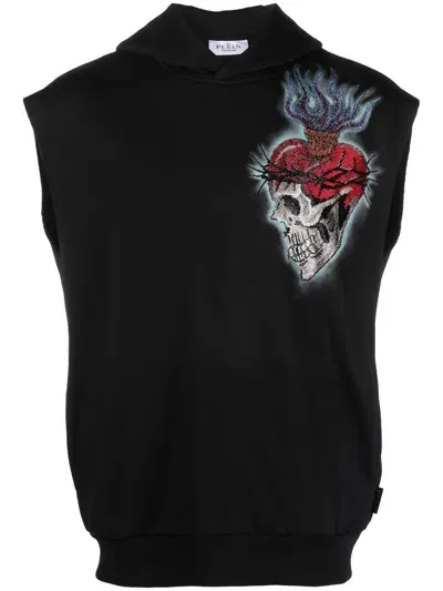 Philipp Plein Love Tattoo Sleeveless Hoodie In Black