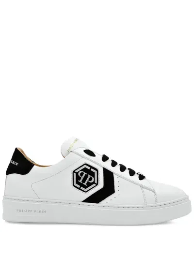 Philipp Plein Lo-top Leather Sneakers In White