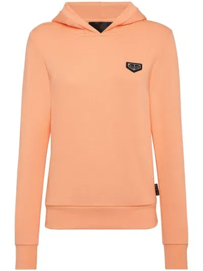 Philipp Plein Ls Iconic Plein Hoodie In Orange