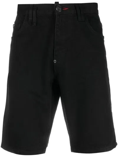 Philipp Plein Mid-rise Denim Shorts In Summer Night