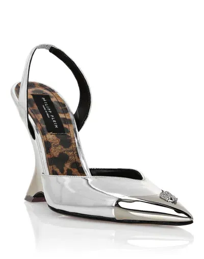 Philipp Plein Mirror 95mm Pointed-toe Pumps In Silver