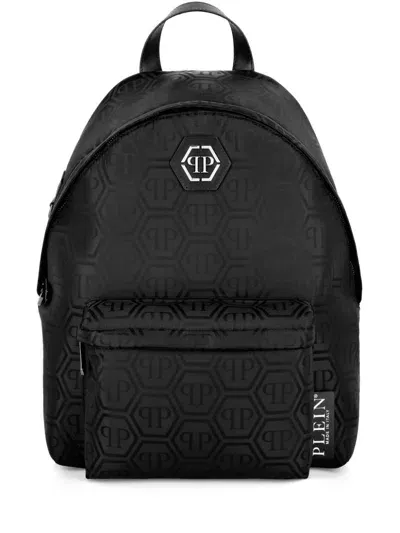 Philipp Plein Monogram-jacquard Backpack In 黑色