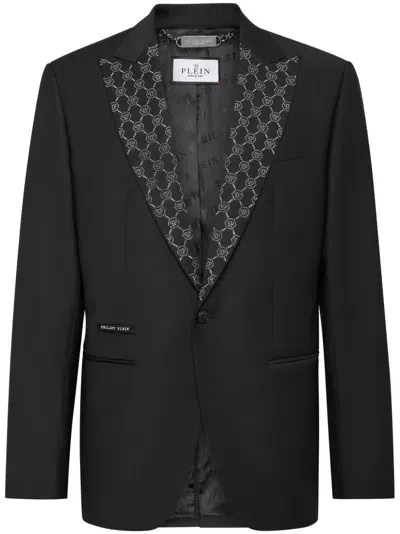 Philipp Plein Monogram-pattern Blazer In Black