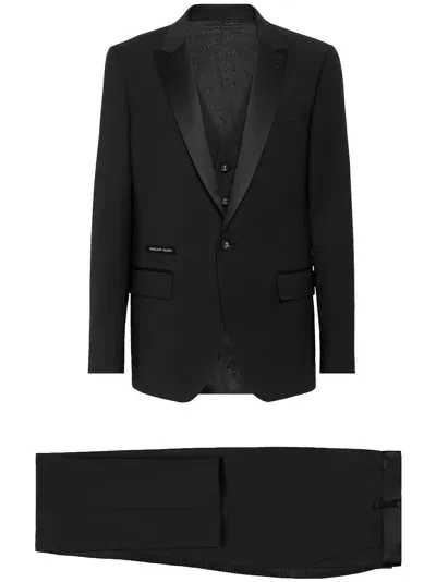 Philipp Plein Notched-lapels Suit Set In Black