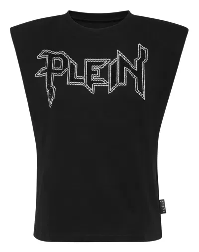 Philipp Plein Logo-embellished Cotton Tank Top In Black