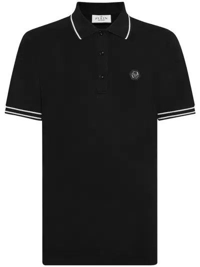 Philipp Plein Logo-appliqué Cotton Polo Shirt In Black