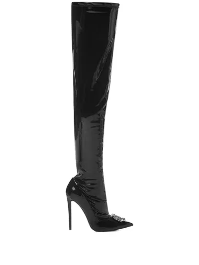 Philipp Plein Plein Latex Boots In Black