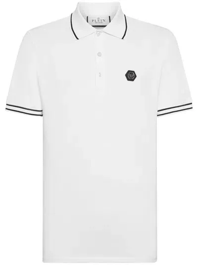 Philipp Plein Logo-appliqué Cotton Polo Shirt In White