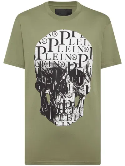 Philipp Plein Print Skull T-shirt In Green