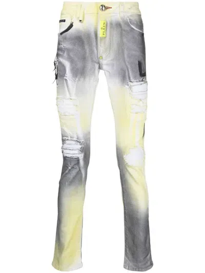 Philipp Plein Slim-fit-jeans Mit Print In Grey