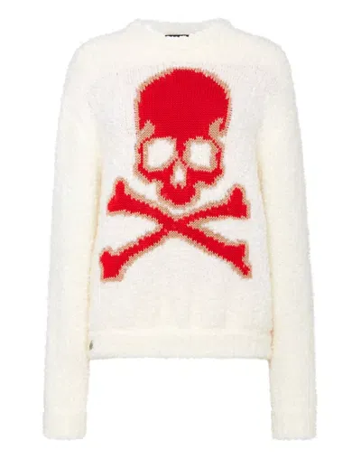 Philipp Plein Skull&bones Knitted Jumper In Red