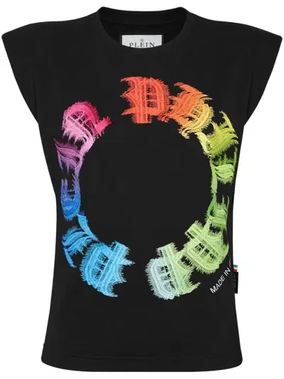 Philipp Plein Rainbow Gothic-print Tank Top In Black