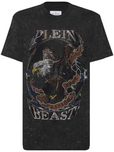 Philipp Plein Rhinestone-embellished Cotton T-shirt In Black