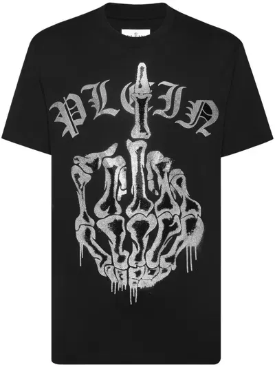 Philipp Plein Rhinestone-embellished Cotton T-shirt In Black