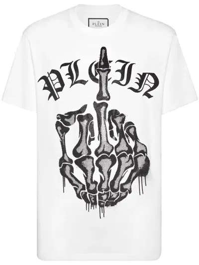 Philipp Plein Rhinestone-embellished Cotton T-shirt In White