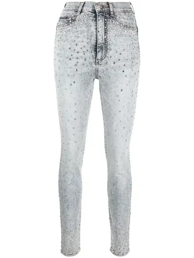 Philipp Plein Skinny-jeans Mit Strass In Blue