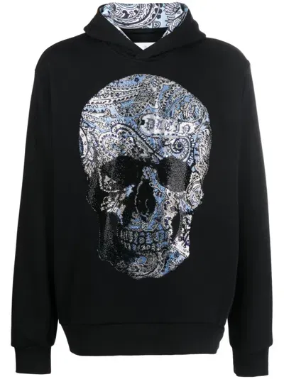 Philipp Plein Rhinestone-embellished Skull Hoodie In Black