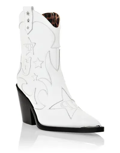 Philipp Plein Stars-detail Cowboy Boots In White