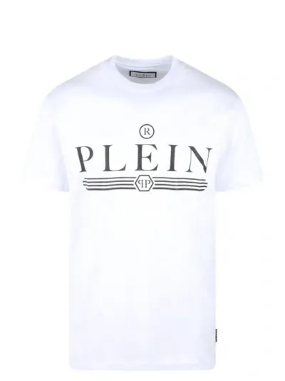 Philipp Plein Round Neck Ss Logo T-shirt In White