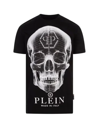 Philipp Plein Black Skull Ss Round Neck T-shirt In Nero