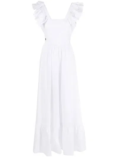 Philipp Plein Ruffle-detail Maxi Dress In White