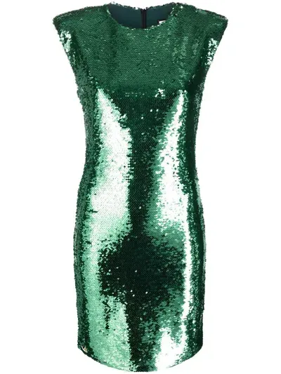 Philipp Plein Sequin-embellished Sleeveless Dress In Green