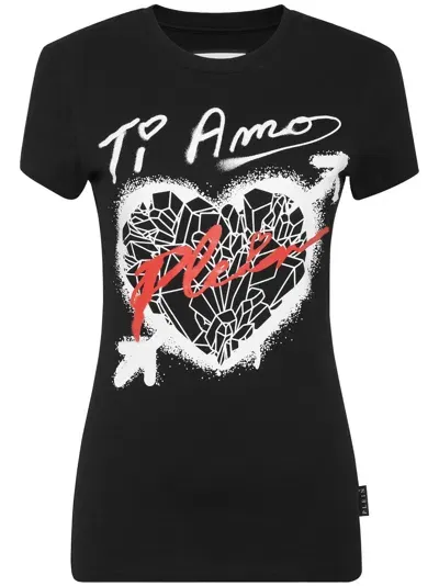 Philipp Plein Sexy Pure Fit Heart-print T-shirt In Black