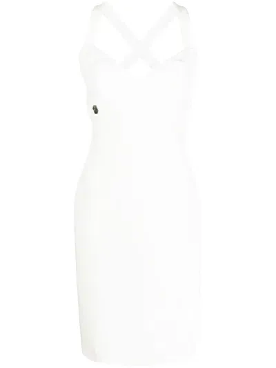 Philipp Plein Silk Mini Dress In White