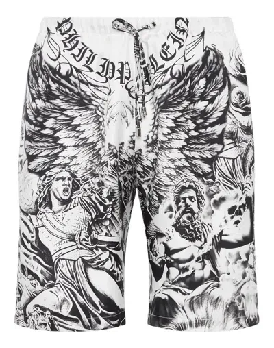 Philipp Plein Tattoo-print Silk Shorts In White