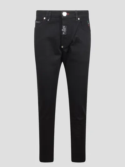 Philipp Plein Logo-plaque Skinny-cut Jeans In Black