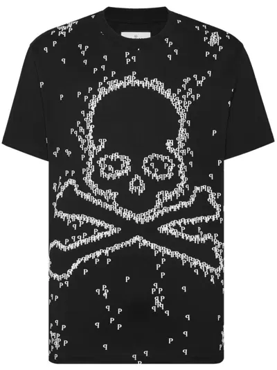 Philipp Plein Skull&bones Cotton T-shirt In 黑色