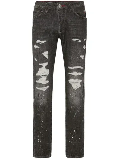 Philipp Plein Skull&bones Jeans In Grey