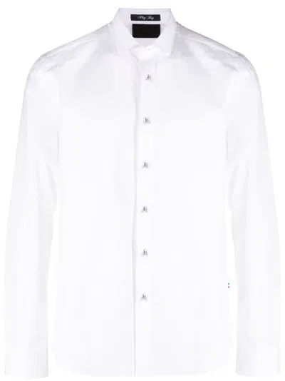 Philipp Plein Skull-appliqué Cotton Shirt In White