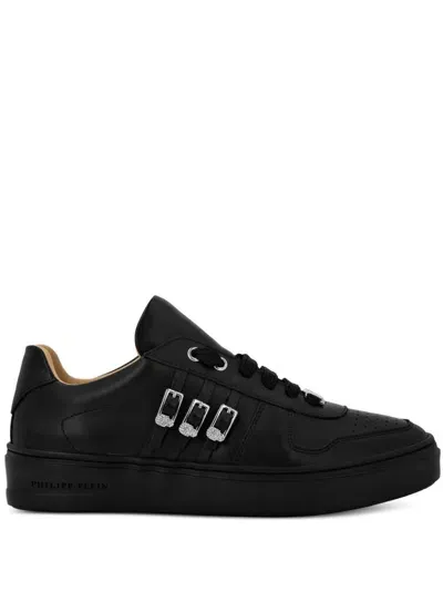 Philipp Plein Skull-appliqué Leather Sneakers In Schwarz