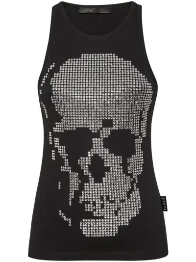 Philipp Plein Skull-embellished Ribbed Tank Top In Black