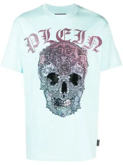 Philipp Plein T-shirt Mit Totenkopf In Blue