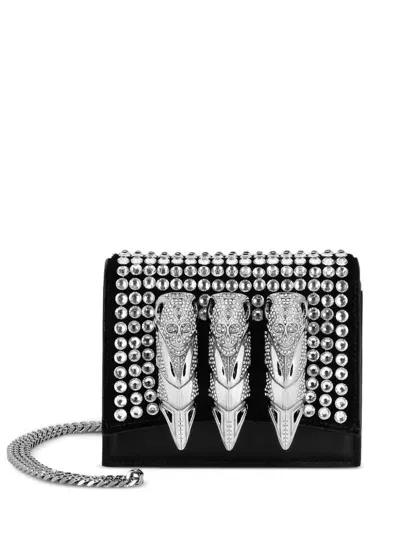 Philipp Plein Skull Knuckle Rings Flap Shoulder Bag In Black