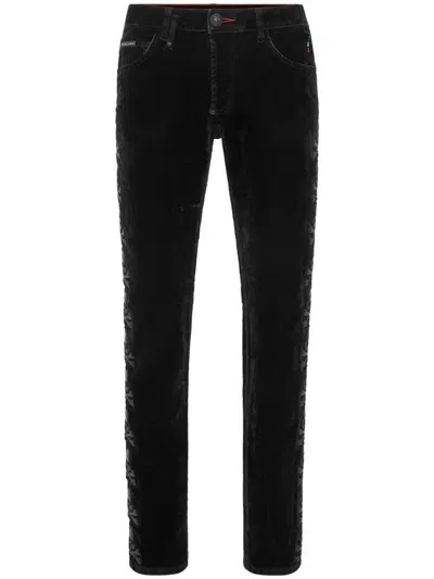 Philipp Plein Skull Mid-rise Slim Jeans In Black