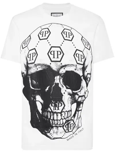 Philipp Plein Skull-print Round-neck T-shirt In White