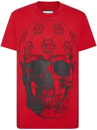 Philipp Plein Skull Round-neck T-shirt In Red