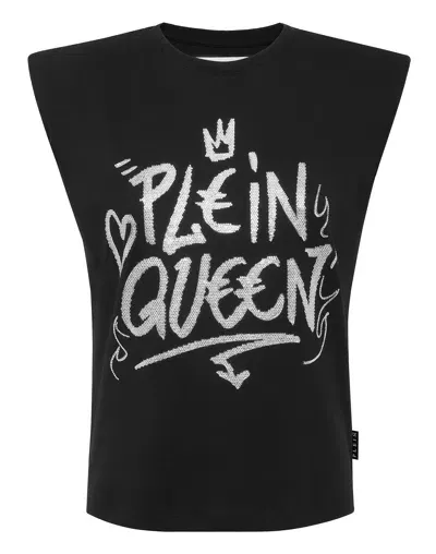 Philipp Plein Crystal-embellished Cotton Tank Top In Black