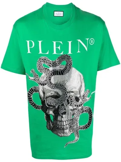 Philipp Plein Snake-print Short-sleeve T-shirt In Green