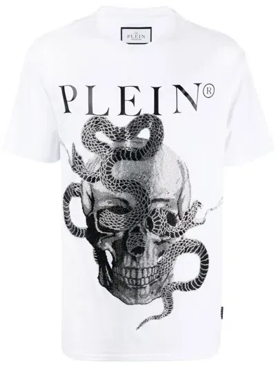 Philipp Plein Snake-print Short-sleeve T-shirt In White