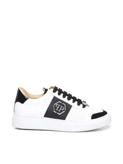 Philipp Plein Hexagon Low-top Leather Sneakers In White